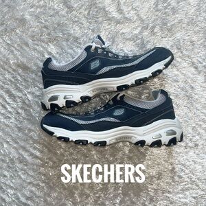Skechers Blue and White Athletic Sneakers with Chunky Sole